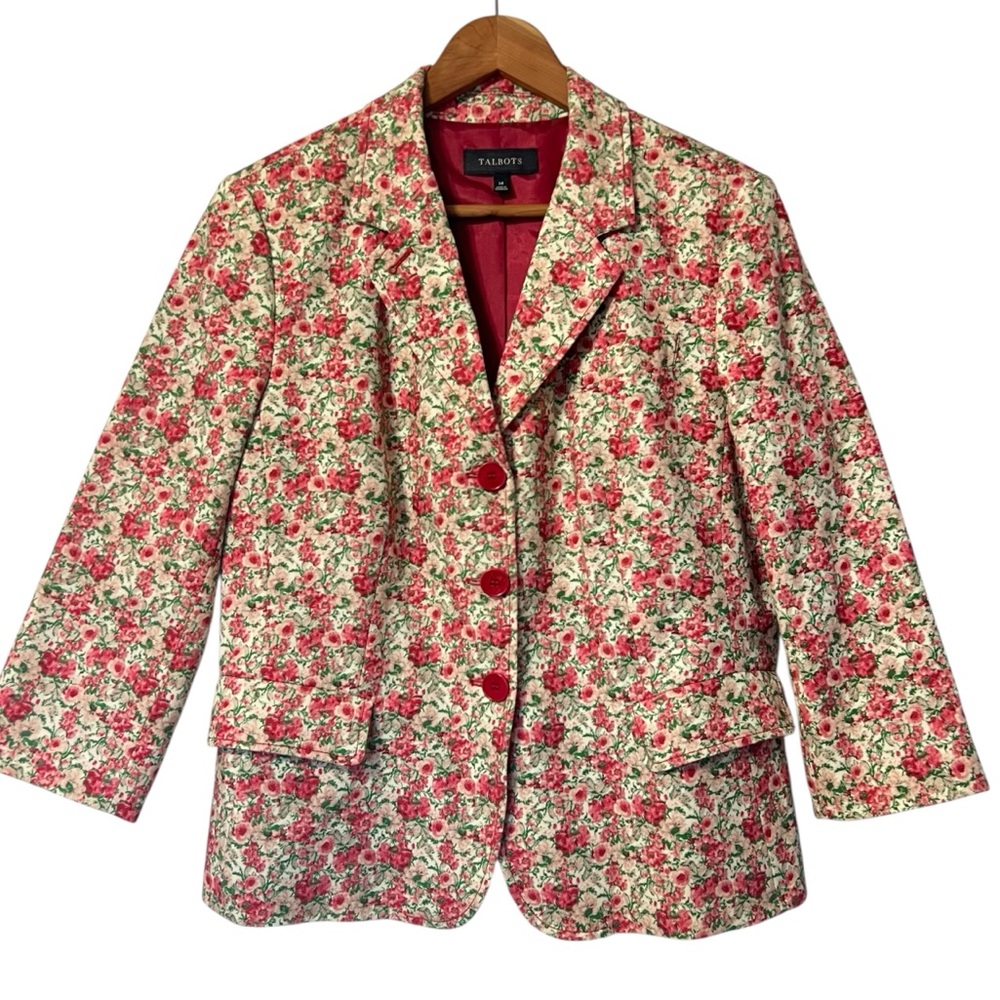 Talbots Grace Fit Floral Pattern Cottagecore Business Casual Jacket Blazer 14